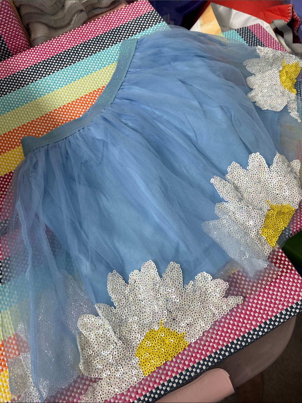 Crewcuts Jcrew Blue Sequin Daisy tulle skirt NWT